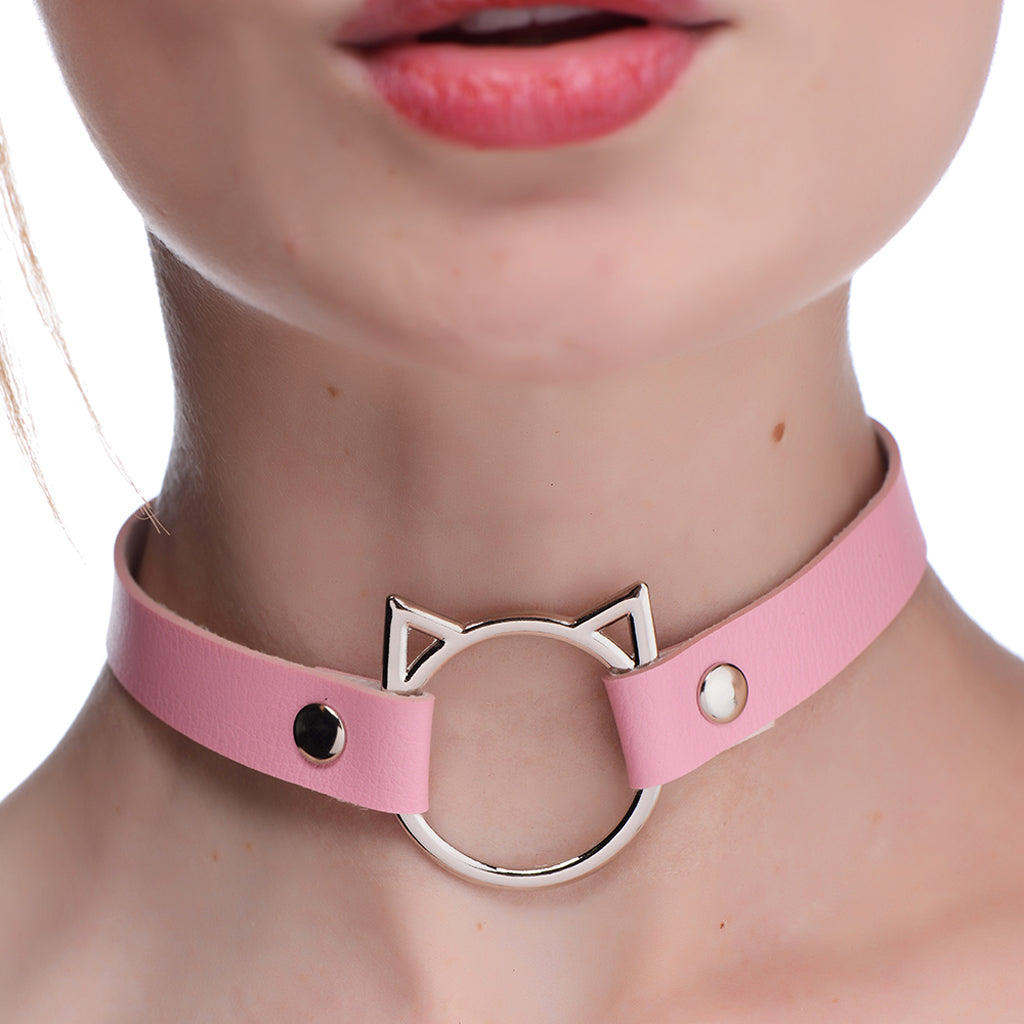Master Series Kinky Kitty Slim Choker in Pink - Tophatter's Adult Products Bondage and Fetish > Tools & Accessories - Tophatter Daily Deals