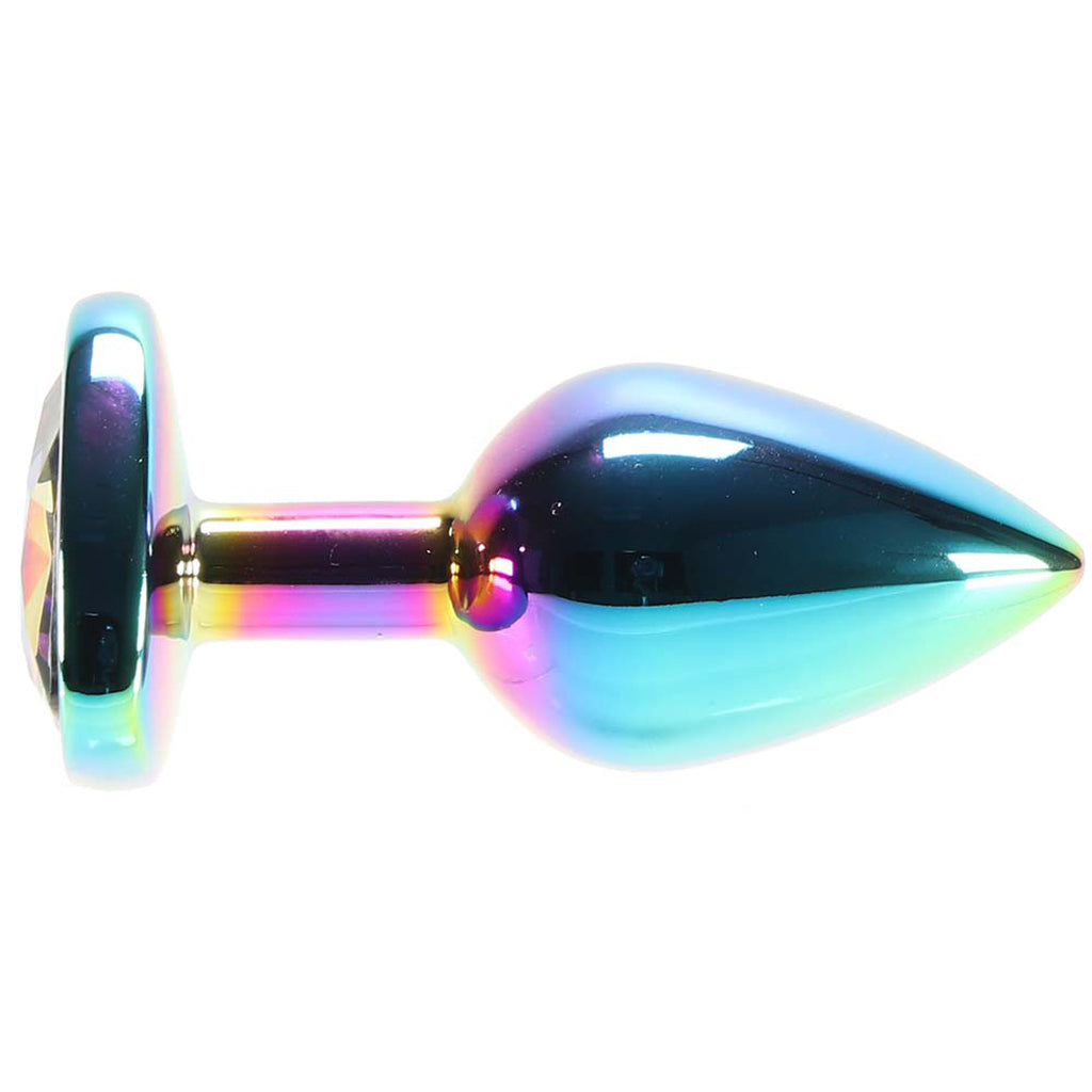 Small Aluminum Plug with Rainbow Heart Gem in Multicolor - Tophatter's Adult Products Anal Sex Toys > Butt Plugs - Tophatter Daily Deals