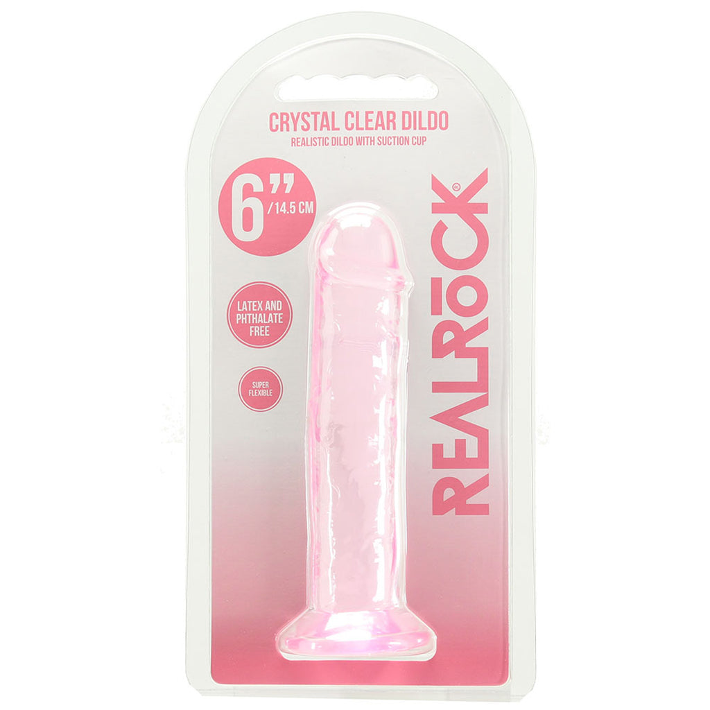 RealRock Crystal Clear Jelly 6 Inch Dildo in Pink - Tophatter's Adult Products Dildo Sex Toys > Realistic Dildos - Tophatter Daily Deals