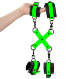 Ouch! Glow In The Dark Hand & Ankle Cuffs with Hogtie Bondage and Fetish > Wrist and Ankle Cuffs - Tophatter Daily Deals