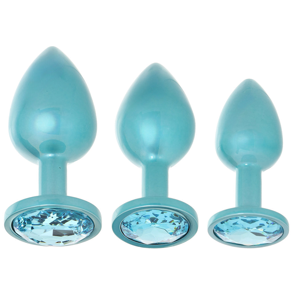 Rear Assets 3 Piece Metal Butt Plug Kit in Teal - Tophatter's Adult Sex Toys Online Anal Sex Toys > Butt Plugs - Tophatter Daily Deals
