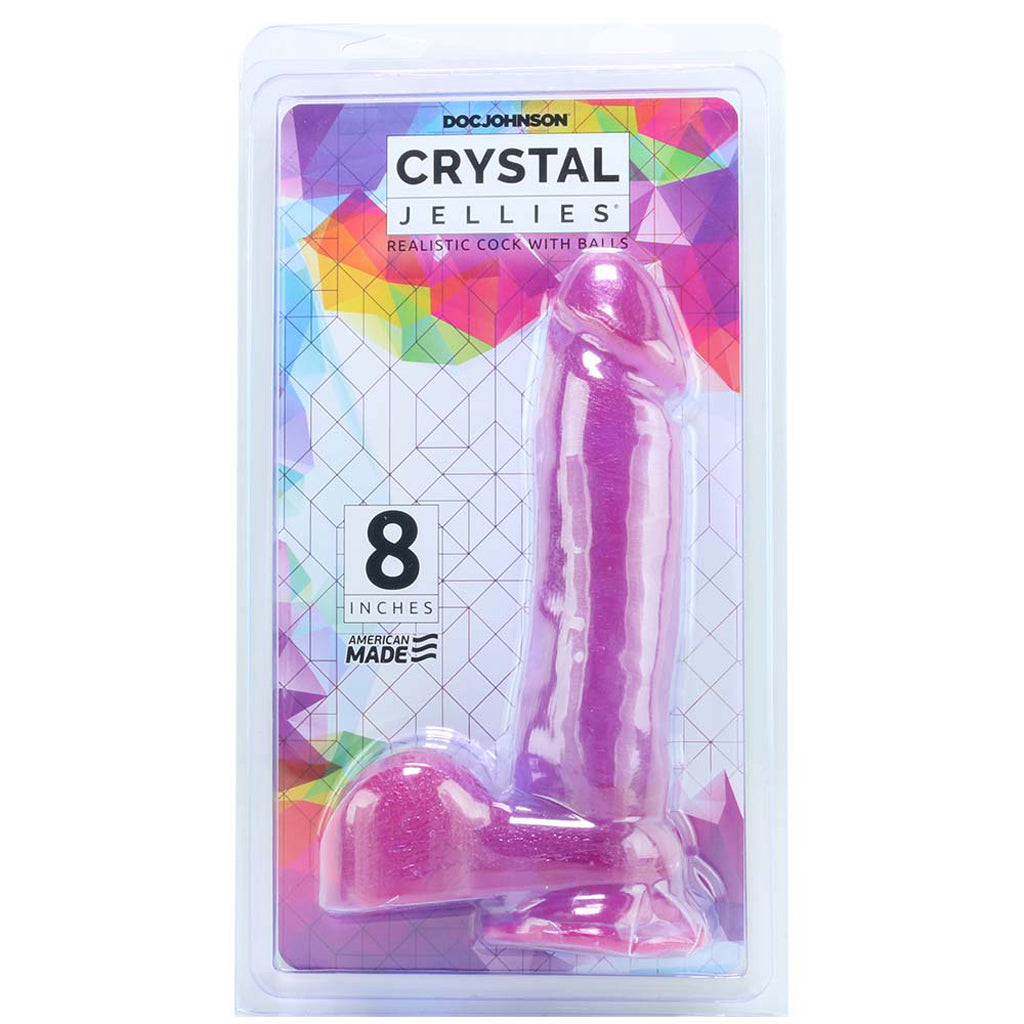 Crystal Jellies 8 Inch Realistic Ballsy Cock in Purple Dildo Sex Toys > Realistic Dildos - Tophatter Daily Deals