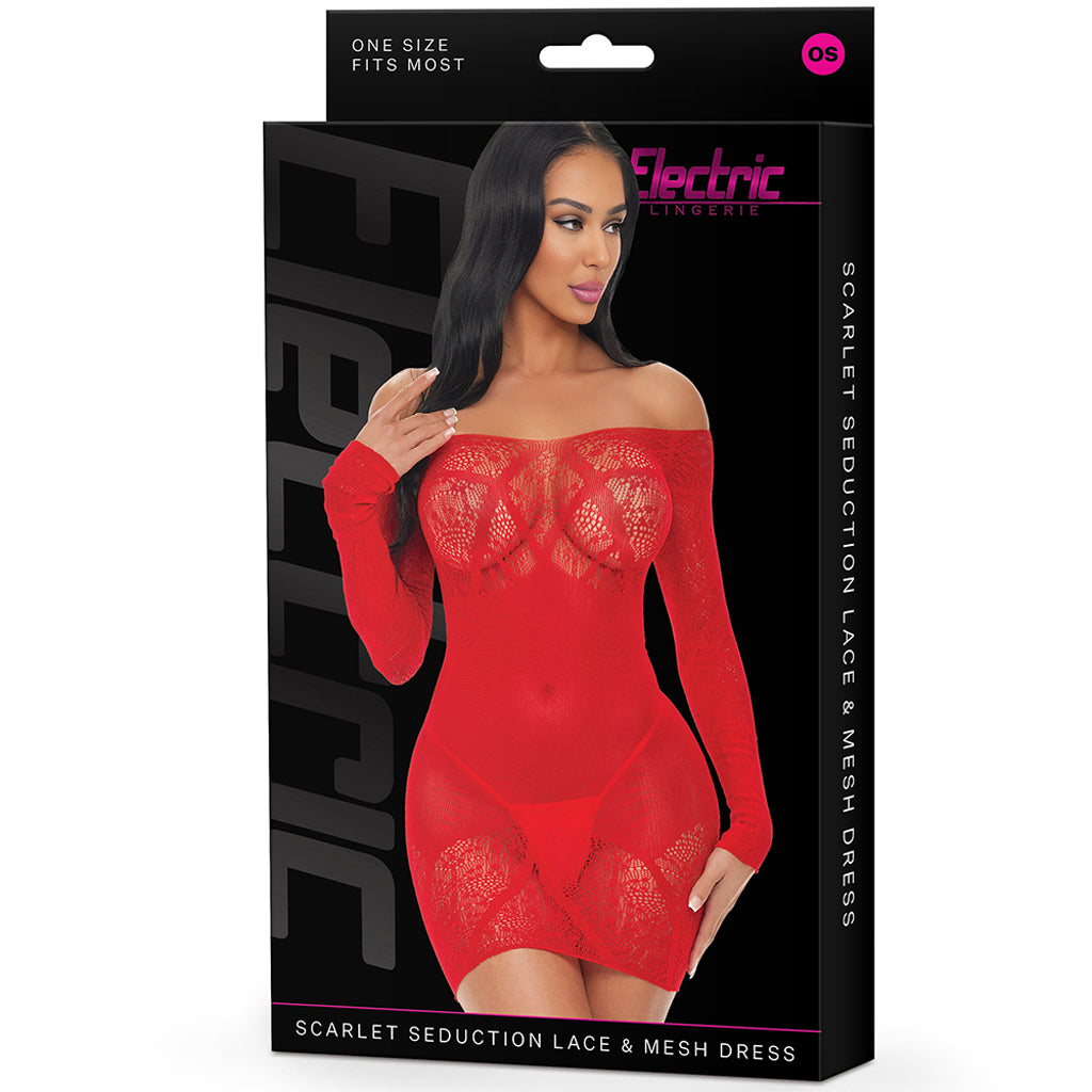 Scarlet Seduction Lace & Mesh Dress Lingerie > Lingerie - Tophatter Daily Deals