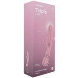 Satisfyer Triple Lover Rabbit Wand Hybrid Vibe in Pink Vibrators > Rabbit Vibrators - Tophatter Daily Deals
