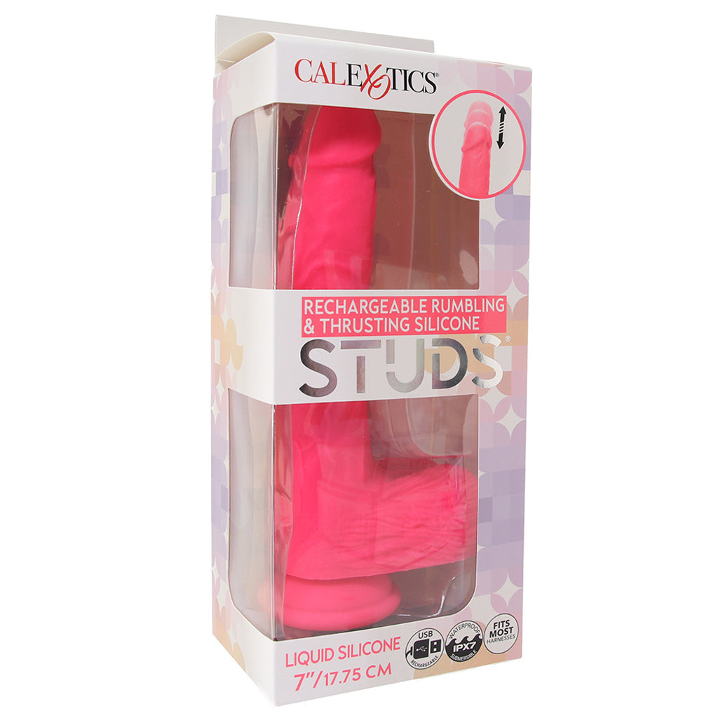Studs Rumbling & Thrusting Vibe in Pink Vibrators > Rechargeable Vibrators - Tophatter Daily Deals