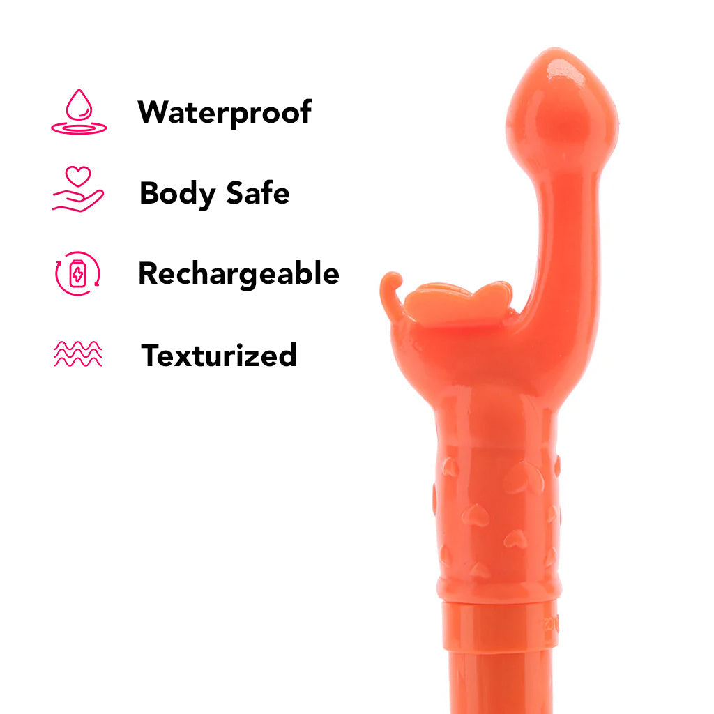 Rechargeable Butterfly Kiss Vibe in Orange - Tophatter's Adult Sex Toys Online Vibrators > G-Spot Vibrators - Tophatter Daily Deals