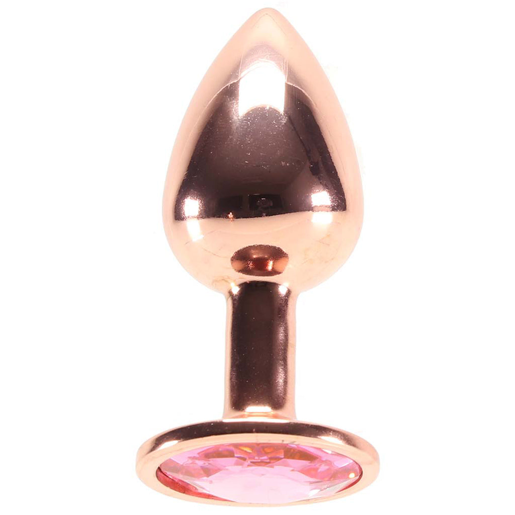 Small Aluminum Plug with Pink Gem in Rose Gold - Tophatter's Adult Products Anal Sex Toys > Butt Plugs - Tophatter Daily Deals