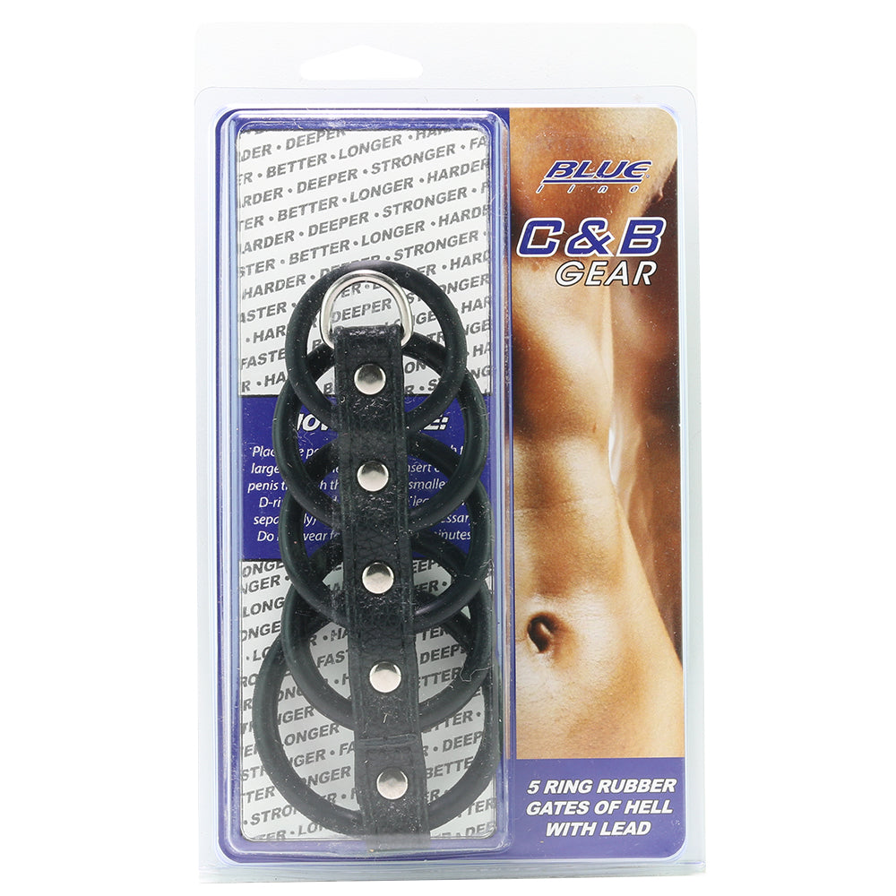 Blue Line 5 Ring Rubber Gates of Hell Cock Cage with Lead - Tophatter's Adult Sex Toys Online Bondage and Fetish > Tools & Accessories - Tophatter Daily Deals