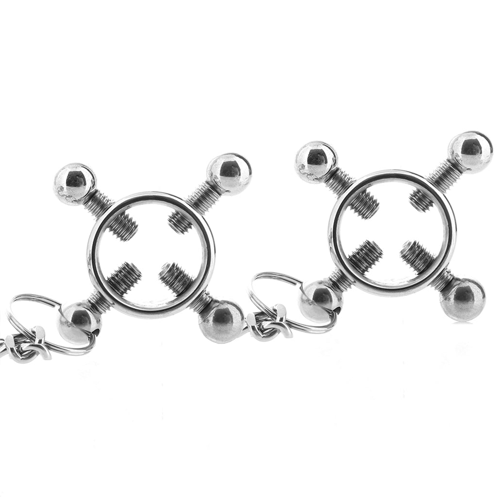 Nipple Grips 4-Point Nipple Press and Chain - Tophatter's Adult Sex Toys Online Bondage and Fetish > Nipple Stimulators & Clamps - Tophatter Daily Deals
