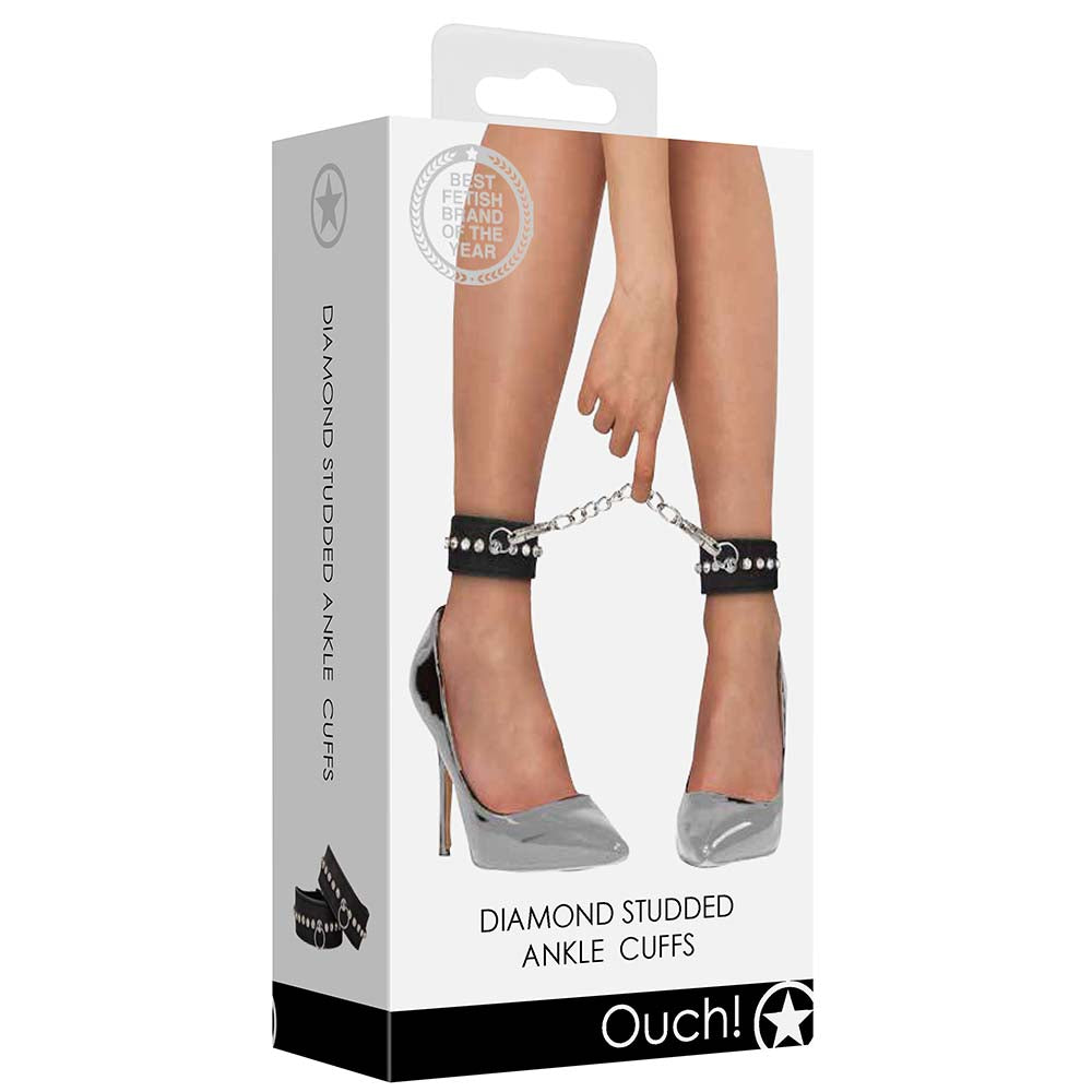 Ouch! Diamond Studded Ankle Cuffs Bondage and Fetish > Wrist and Ankle Cuffs - Tophatter Daily Deals