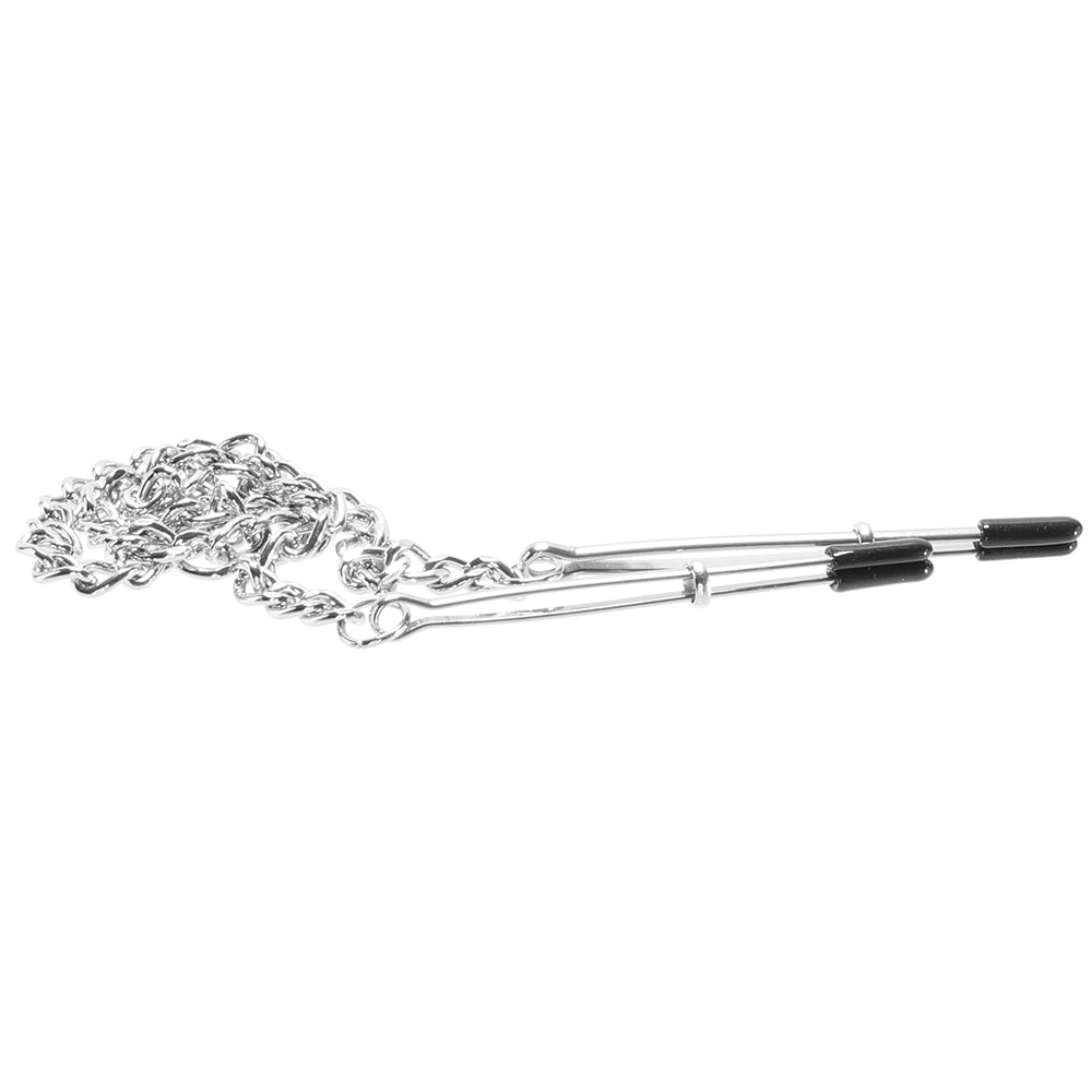 Lux Fetish Adjustable Tweezer Nipple Clips with Chain Bondage and Fetish > Nipple Stimulators & Clamps - Tophatter Daily Deals