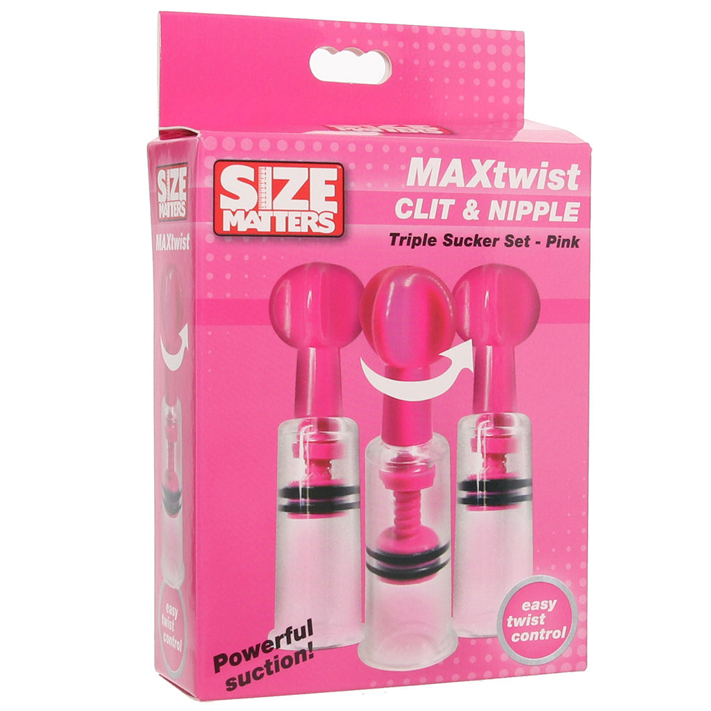 Size Matters MAXtwist Clit & Nipple Sucker Set in Pink Bondage and Fetish > Nipple Stimulators & Clamps - Tophatter Daily Deals
