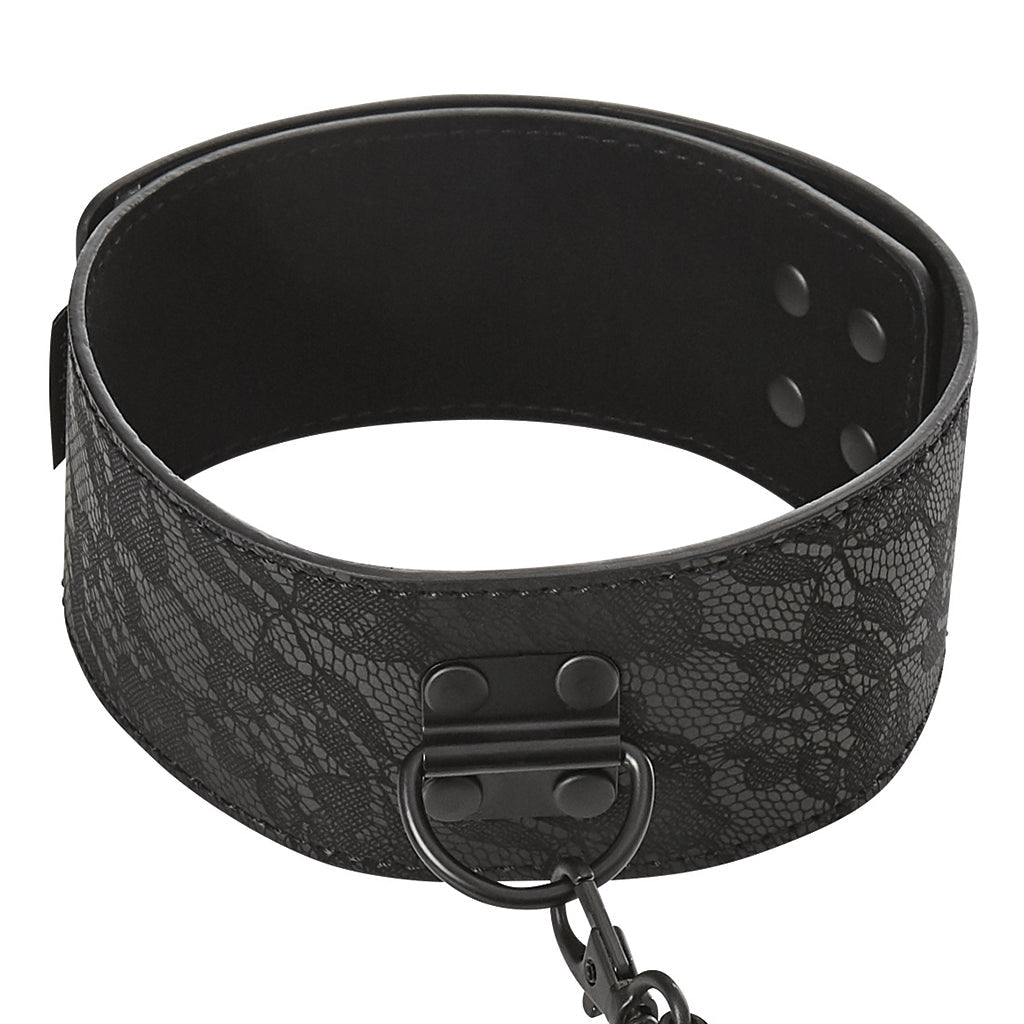 Sincerely Locking Lace Leash and Collar in Black Bondage and Fetish > Leashes and Collars - Tophatter Daily Deals