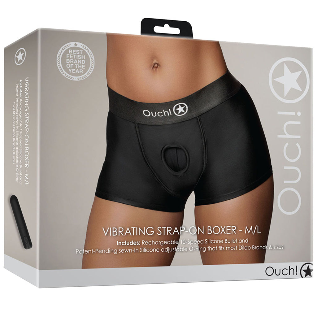 Ouch! Black Vibrating Strap-on Boxer /L - Tophatter's Adult Products Dildo Sex Toys > Strap-On and Harnesses - Tophatter Daily Deals