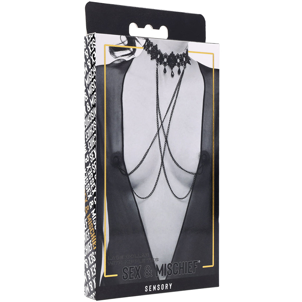 Sex & Mischief Lace Collar with Nipple Ties Bondage and Fetish > Tools & Accessories - Tophatter Daily Deals