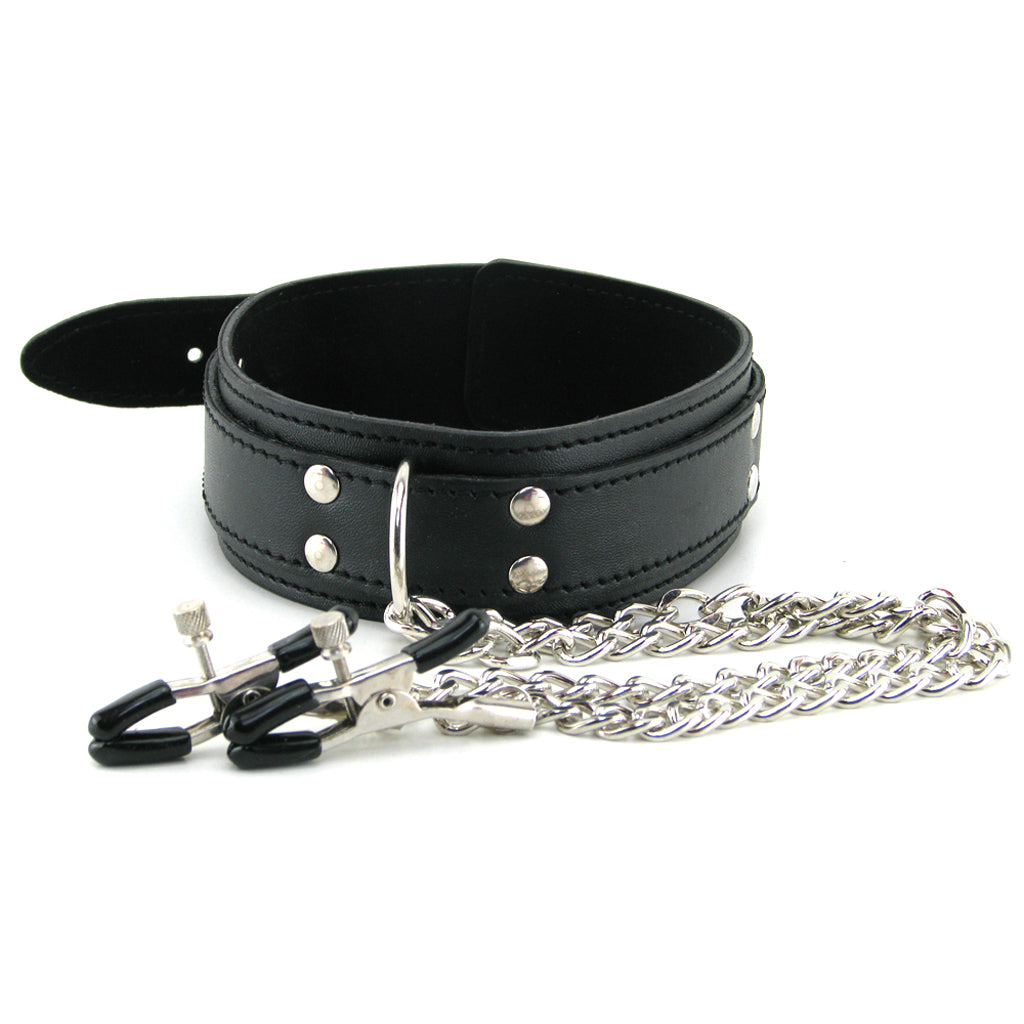 Collar with Nipple Clamps - Tophatter's Adult Products Bondage and Fetish > Nipple Stimulators & Clamps - Tophatter Daily Deals