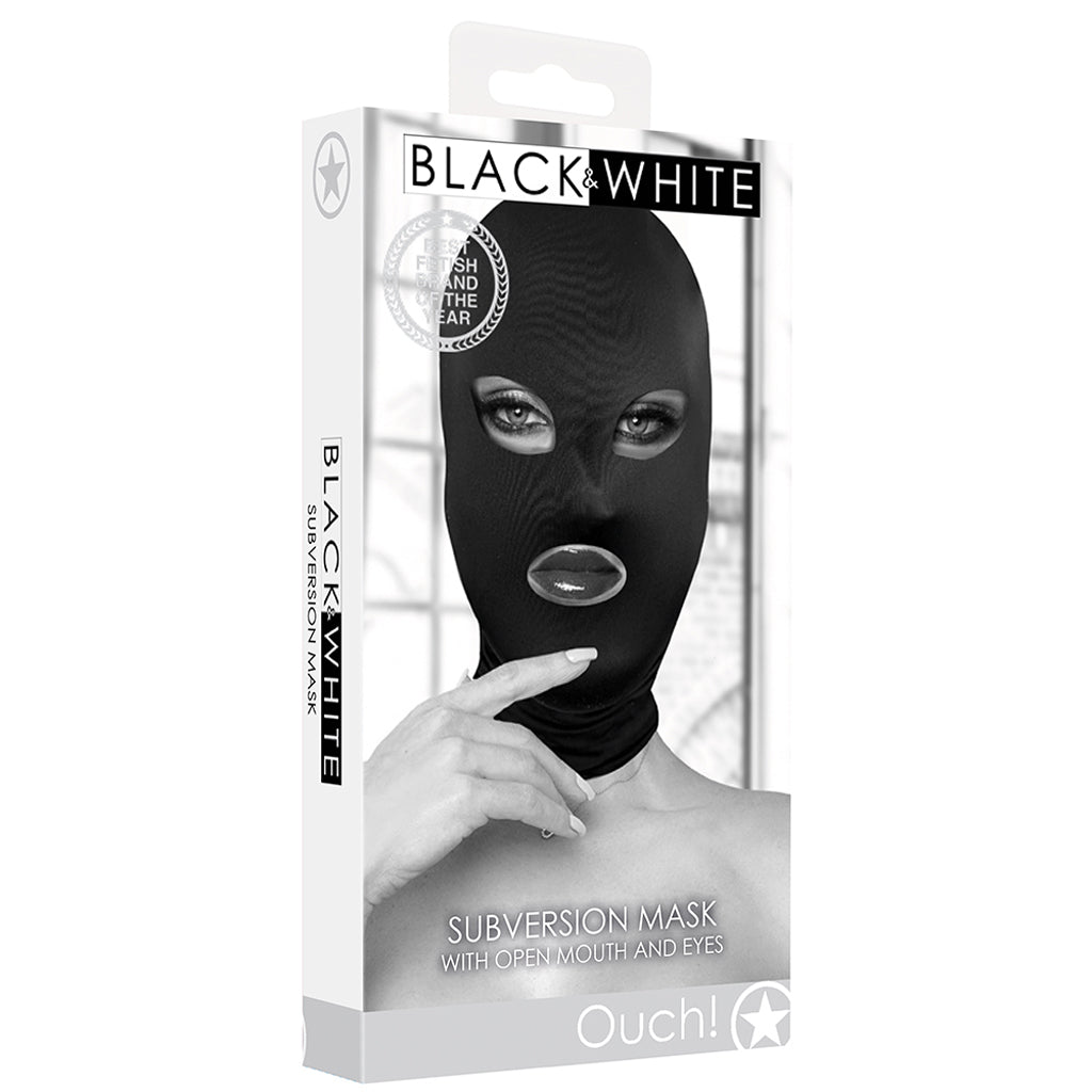 Black & White Open Mouth And Eye Subversion Mask - Tophatter's Adult Products Bondage and Fetish > Pleasure Masks and Dress Up Play - Tophatter Daily Deals