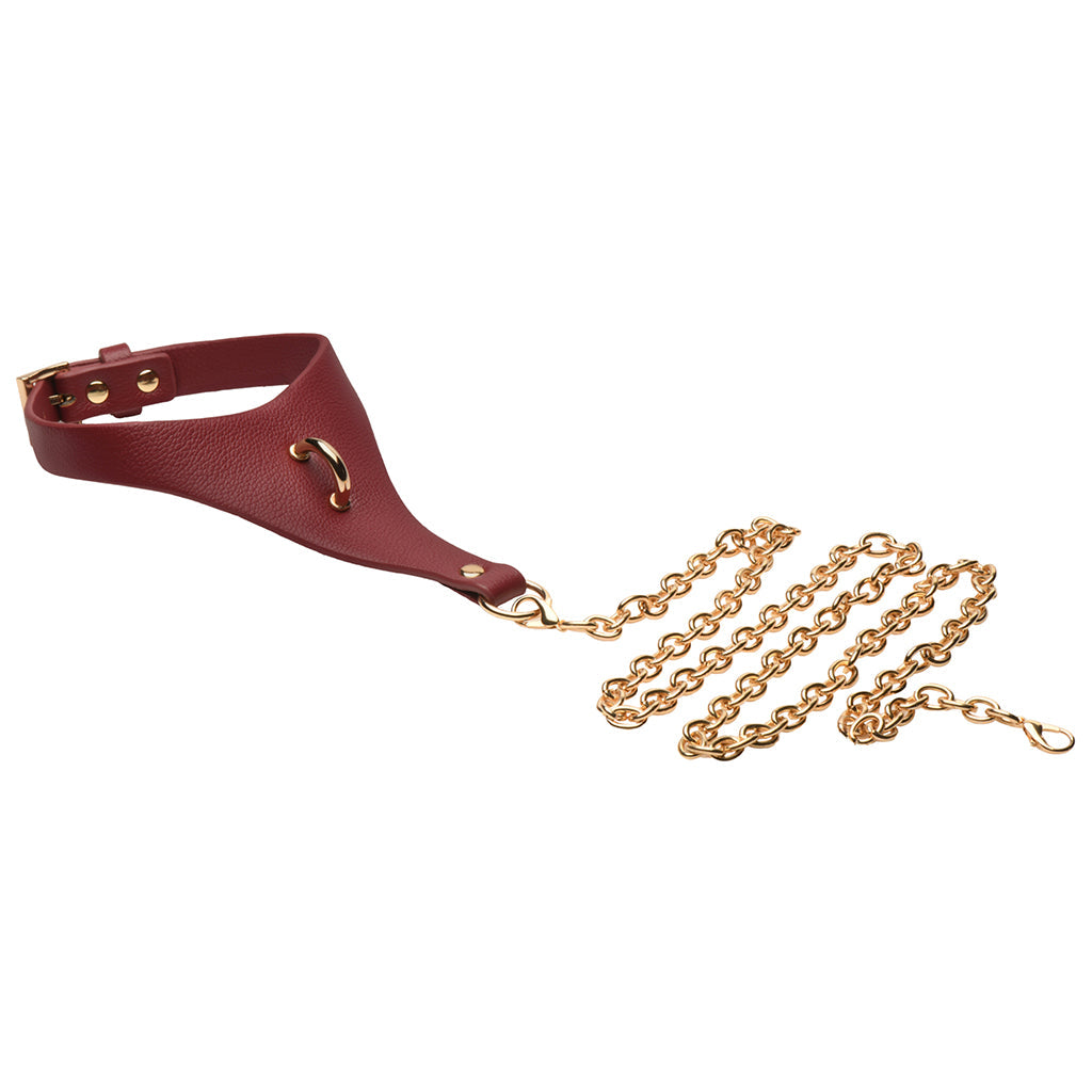 Master Series Captivate Collar with Body Chain in Red - Tophatter's Adult Sex Toys Online Bondage and Fetish > Leashes and Collars - Tophatter Daily Deals