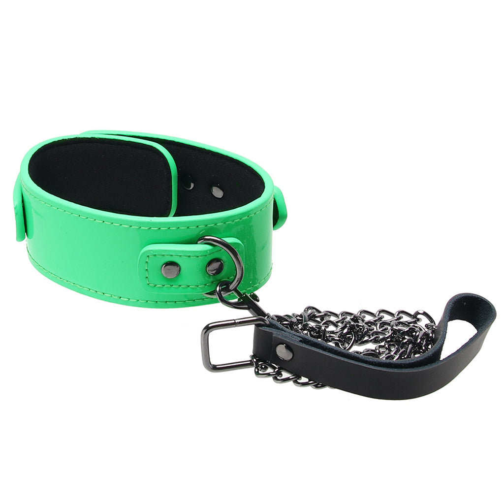 Electra Play Things Collar & Leash in Neon Green - Tophatter's Adult Products Bondage and Fetish > Pleasure Masks and Dress Up Play - Tophatter Daily Deals