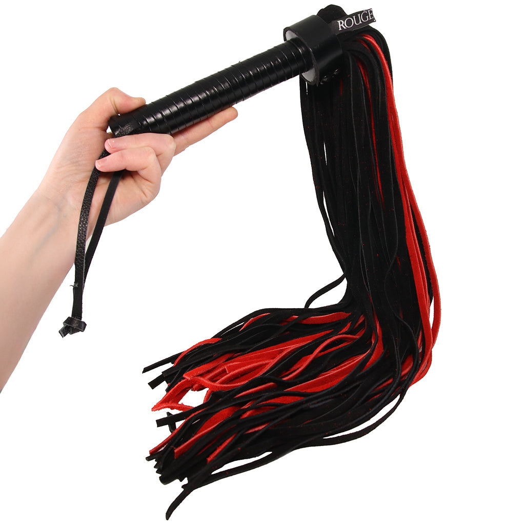 Long Suede Flogger in Black & Red Bondage and Fetish > Leather - Tophatter Daily Deals