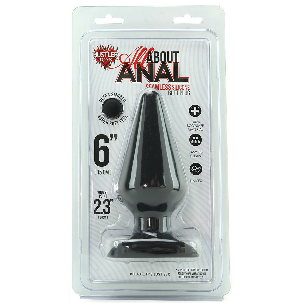 All About Anal Seamless Silicone 6 Inch Butt Plug in Black - Tophatter's Adult Sex Toys Online Clearance - Tophatter Daily Deals