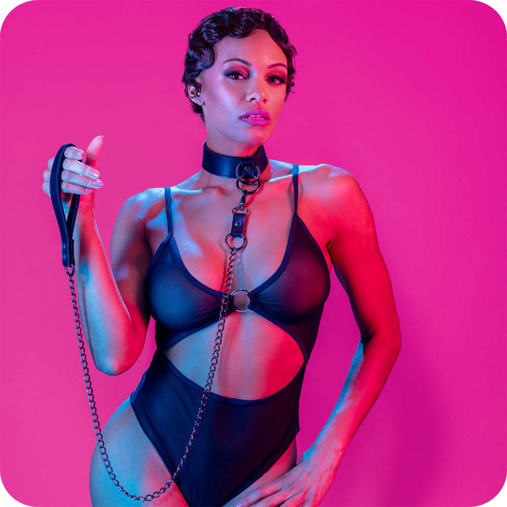 Euphoria Collar With Chain Leash Bondage and Fetish > Leashes and Collars - Tophatter Daily Deals