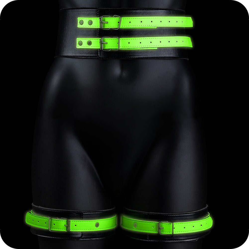 Ouch! Glow Bondage Belt with Thigh and Wrist Cuffs /XL Bondage and Fetish > Men's Bondage Wear - Tophatter Daily Deals