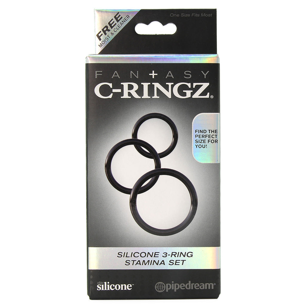 Silicone 3 Ring Stamina Cock Ring Set in Black - Tophatter's Adult Products Cock Rings - Tophatter Daily Deals