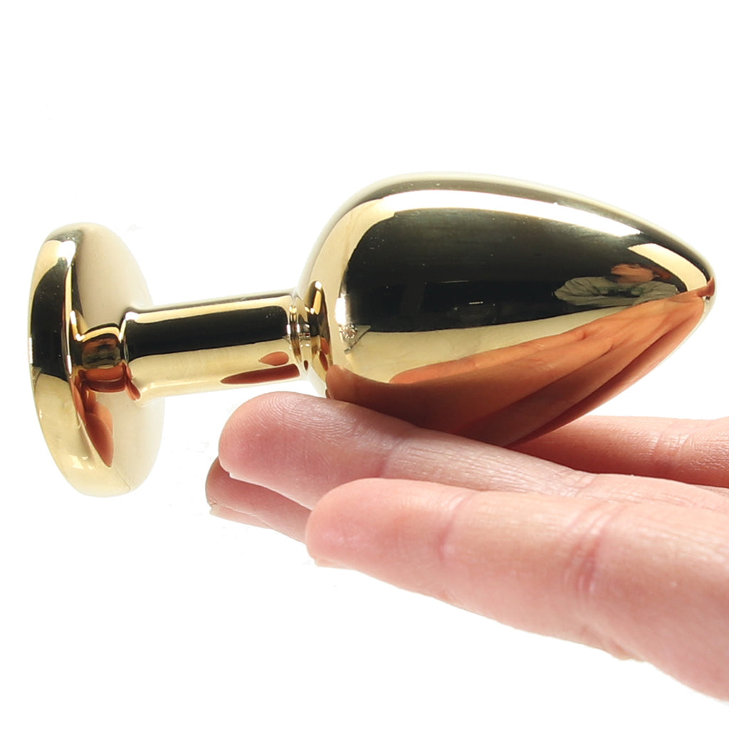 Ouch! Green Round Gem Gold Plug in Medium - Tophatter's Adult Products Anal Sex Toys > Butt Plugs - Tophatter Daily Deals