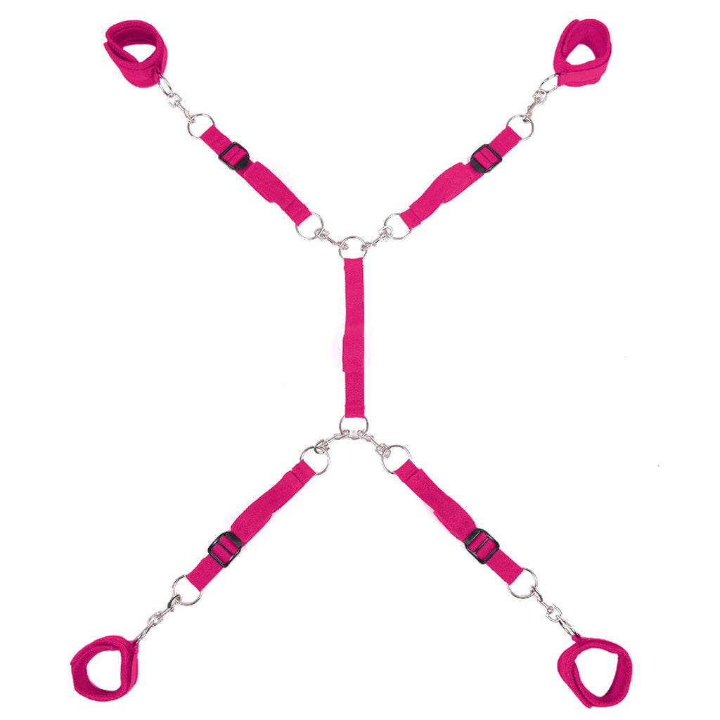 7 Piece Bed Spreader Restraint System in Hot Pink - Tophatter's Adult Products Bondage and Fetish > Restraints - Tophatter Daily Deals