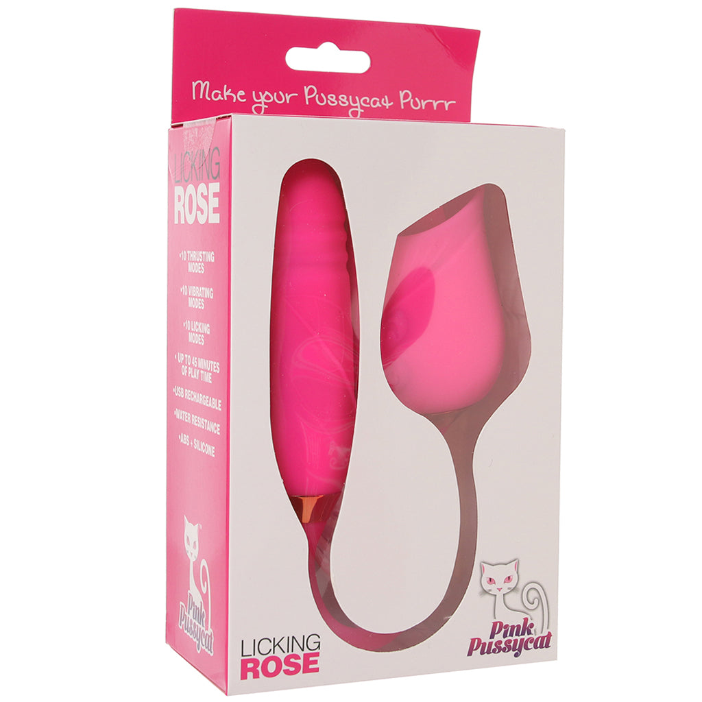 Pink Pussycat Licking Rose Vibe Vibrators > Clitoral Stimulators - Tophatter Daily Deals