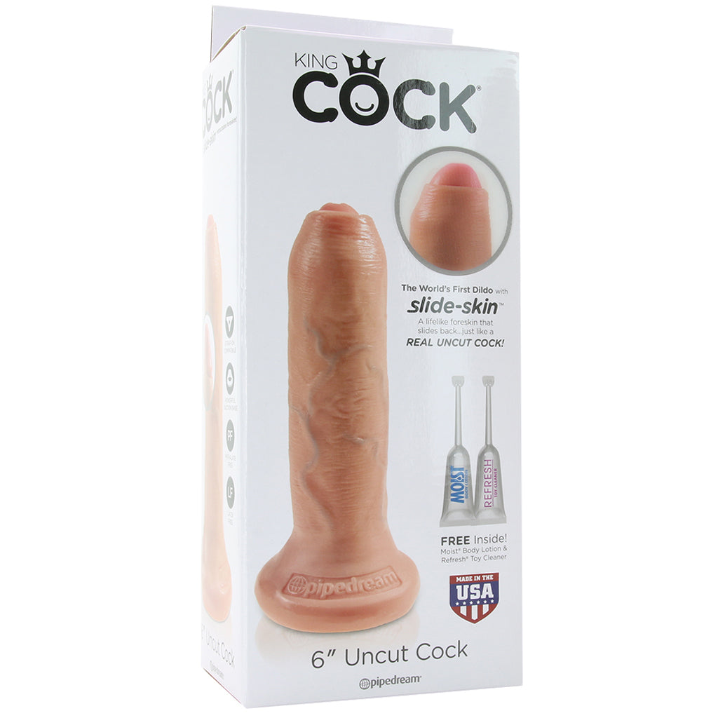 King Cock 6 Inch Slide-Skin Uncut Cock in Vanilla - Tophatter's Adult Products Dildo Sex Toys > Realistic Dildos - Tophatter Daily Deals