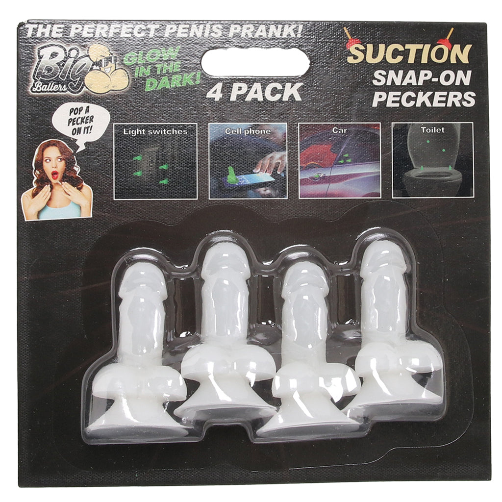 Big Ballers Suction Snap-On Peckers in Glow-In-The-Dark - Tophatter's Adult Sex Toys Online Novelties 'n Parties - Tophatter Daily Deals