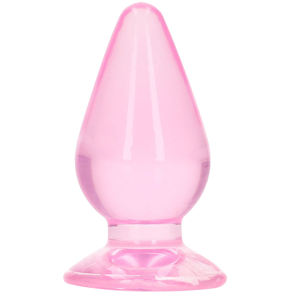 RealRock Crystal Clear Jelly 4.5 Inch Butt Plug in Pink Anal Sex Toys > Butt Plugs - Tophatter Daily Deals