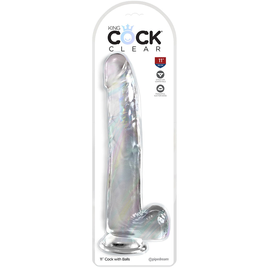 King Cock 11 Inch Ballsy Dildo in Clear Dildo Sex Toys > Realistic Dildos - Tophatter Daily Deals