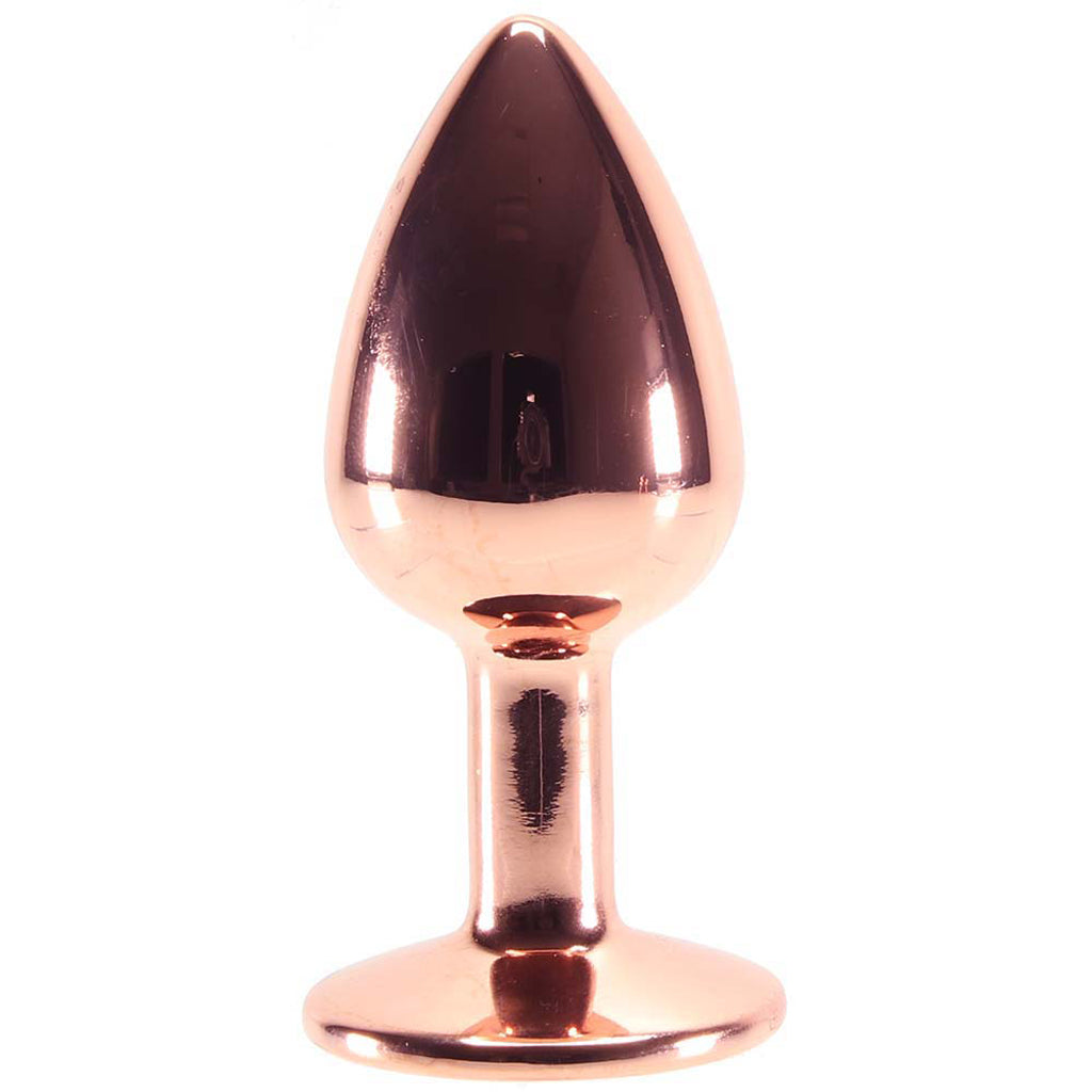 Small Aluminum Plug with Pink Gem in Rose Gold - Tophatter's Adult Products Anal Sex Toys > Butt Plugs - Tophatter Daily Deals