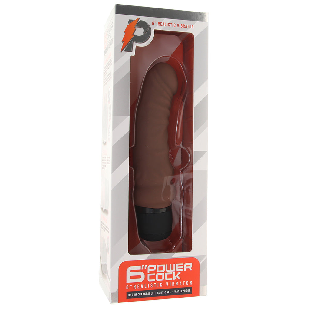 PowerCock 6 Inch Realistic Vibe in Dark Brown - Tophatter's Adult Sex Toys Online Vibrators > Realistic Vibrator Dildos - Tophatter Daily Deals