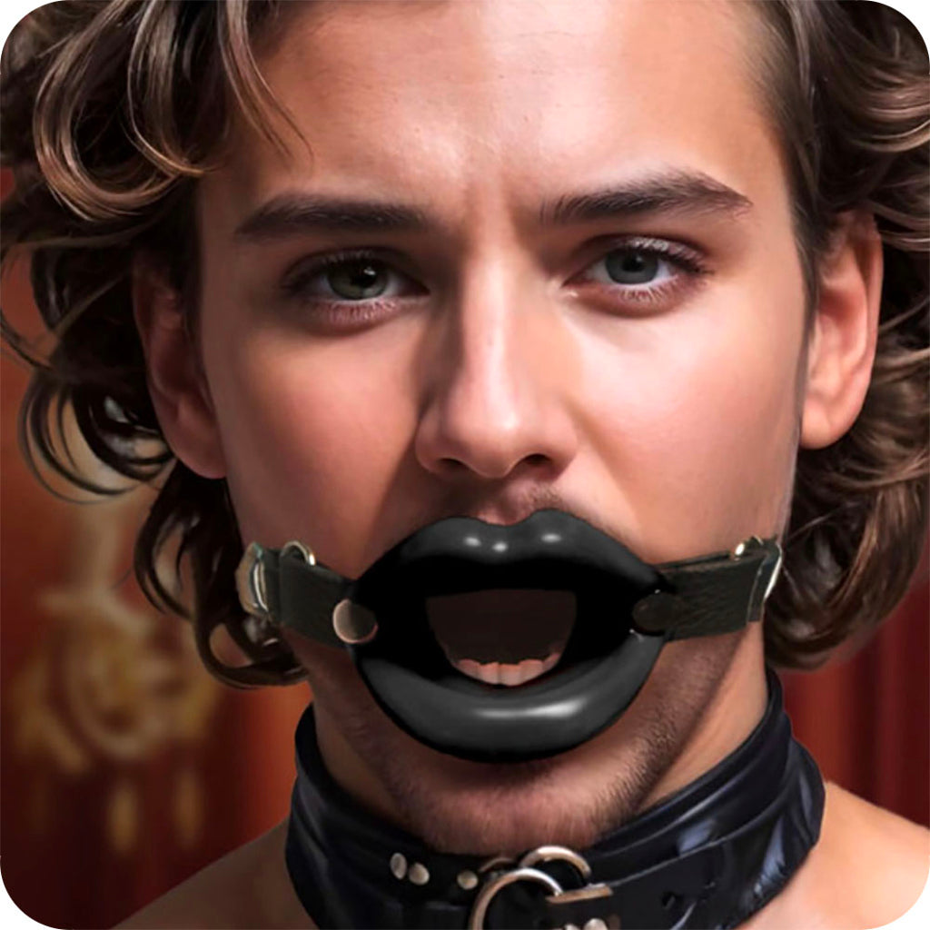 Master Series Juicy Lips Open Mouth Gag in Black - Tophatter's Adult Sex Toys Online Bondage and Fetish > Ball Gags & Mouth Restraints - Tophatter Daily Deals