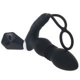 Ass-Sation Thrusting Power Plug with Dual Ring in Black - Tophatter's Vibrator Deals Online Anal Sex Toys > Prostate Massagers - Tophatter Daily Deals