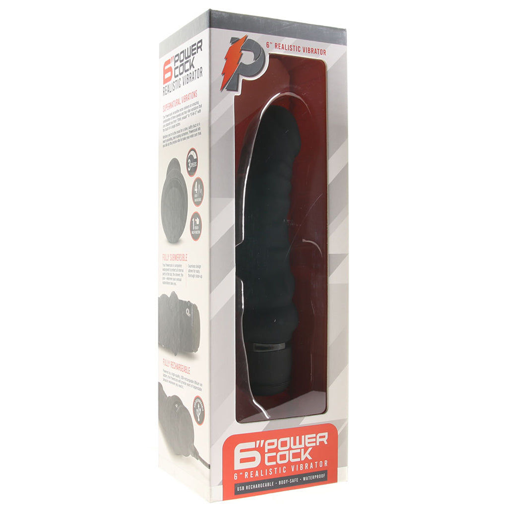 Power Cock 6 Inch Realistic Vibe in Black Vibrators > Realistic Vibrator Dildos - Tophatter Daily Deals
