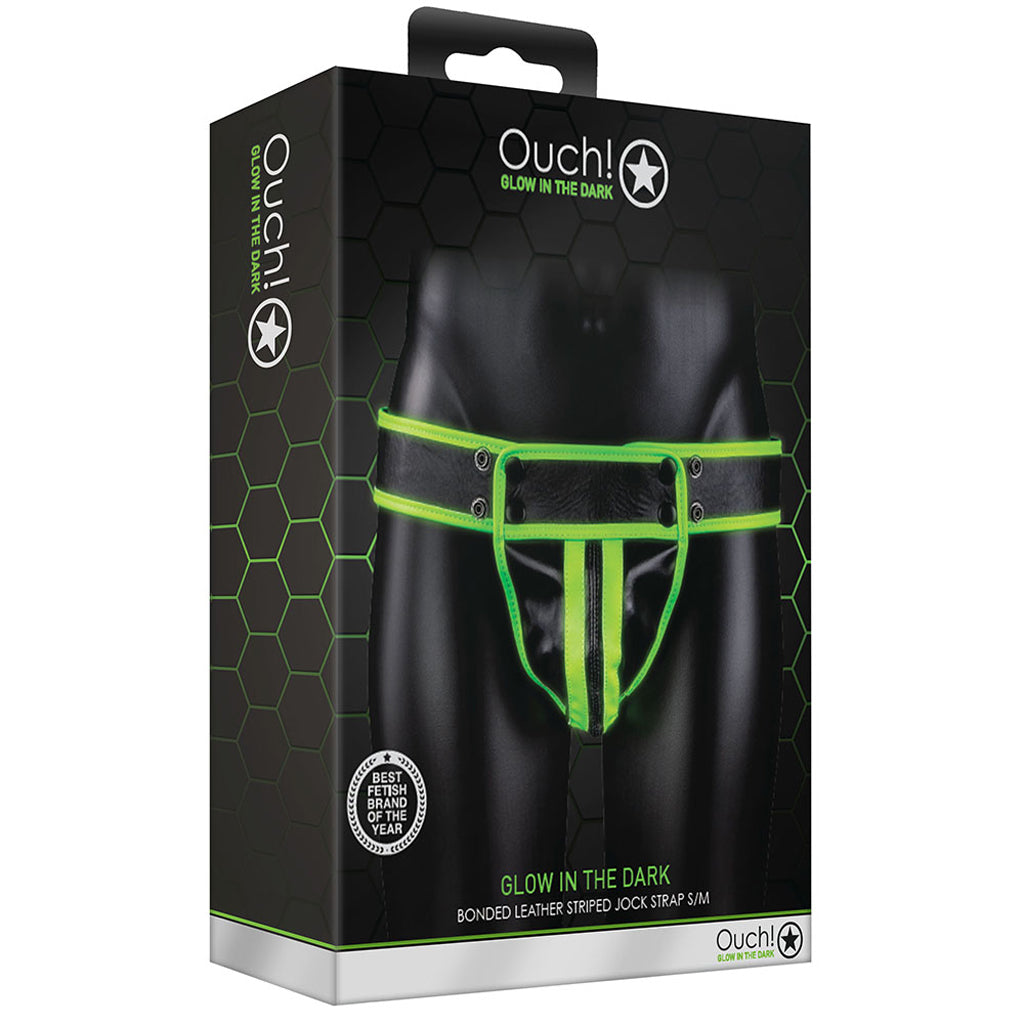 Ouch! Glow In The Dark Striped Pouch Jock Strap /M Bondage and Fetish > Men's Bondage Wear - Tophatter Daily Deals