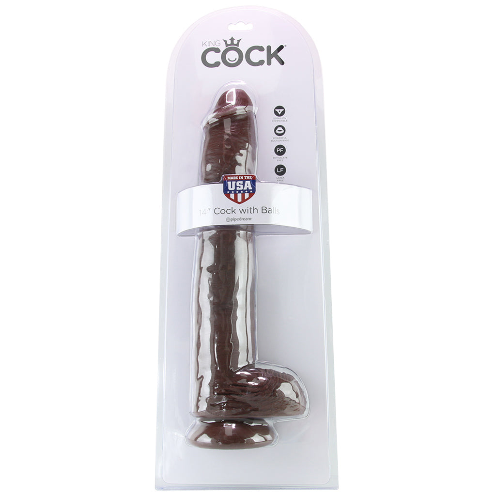 King Cock 14 Inch Cock with Balls in Chocolate Dildo Sex Toys > Large Dildos - Tophatter Daily Deals