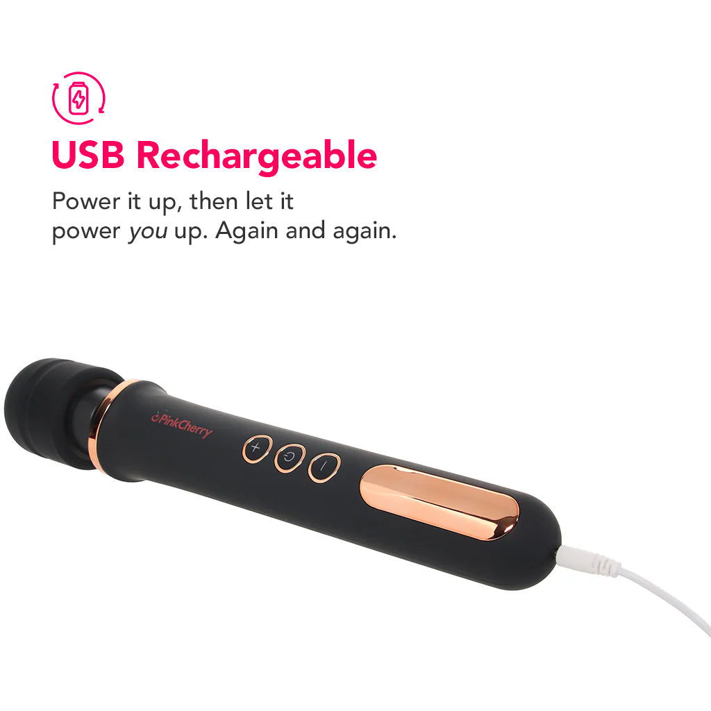 PinkCherry Rechargeable Wand in Black Vibrators > Wands - Tophatter Daily Deals