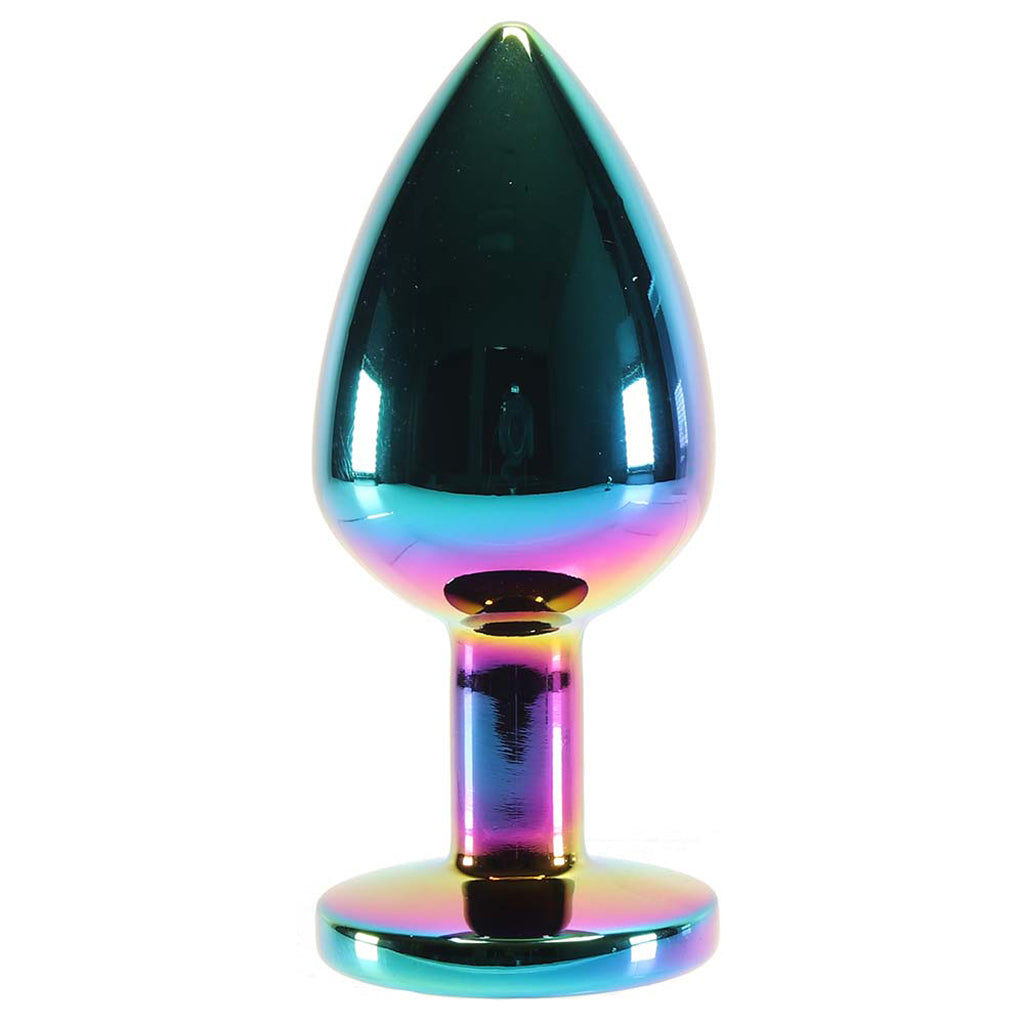 Medium Aluminum Plug with Rainbow Gem in Multicolor - Tophatter's Adult Products Anal Sex Toys > Butt Plugs - Tophatter Daily Deals