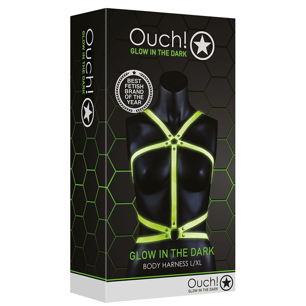 Ouch! Glow In The Dark Body Harness /XL Bondage and Fetish > Men's Bondage Wear - Tophatter Daily Deals