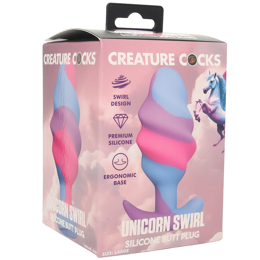 Creature Cocks Unicorn Swirl Silicone Butt Plug in Large Anal Sex Toys > Butt Plugs - Tophatter Daily Deals