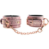 Locking Leather Wrist Restraint Cuffs in Pink Snake Print - Tophatter's Adult Products Bondage and Fetish > Wrist and Ankle Cuffs - Tophatter Daily Deals