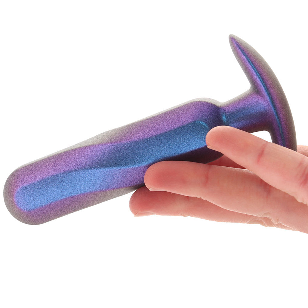 Ouch! Smooth Silicone Oblong Butt Plug in Metallic Blue - Tophatter's Adult Sex Toys Online Anal Sex Toys > Butt Plugs - Tophatter Daily Deals