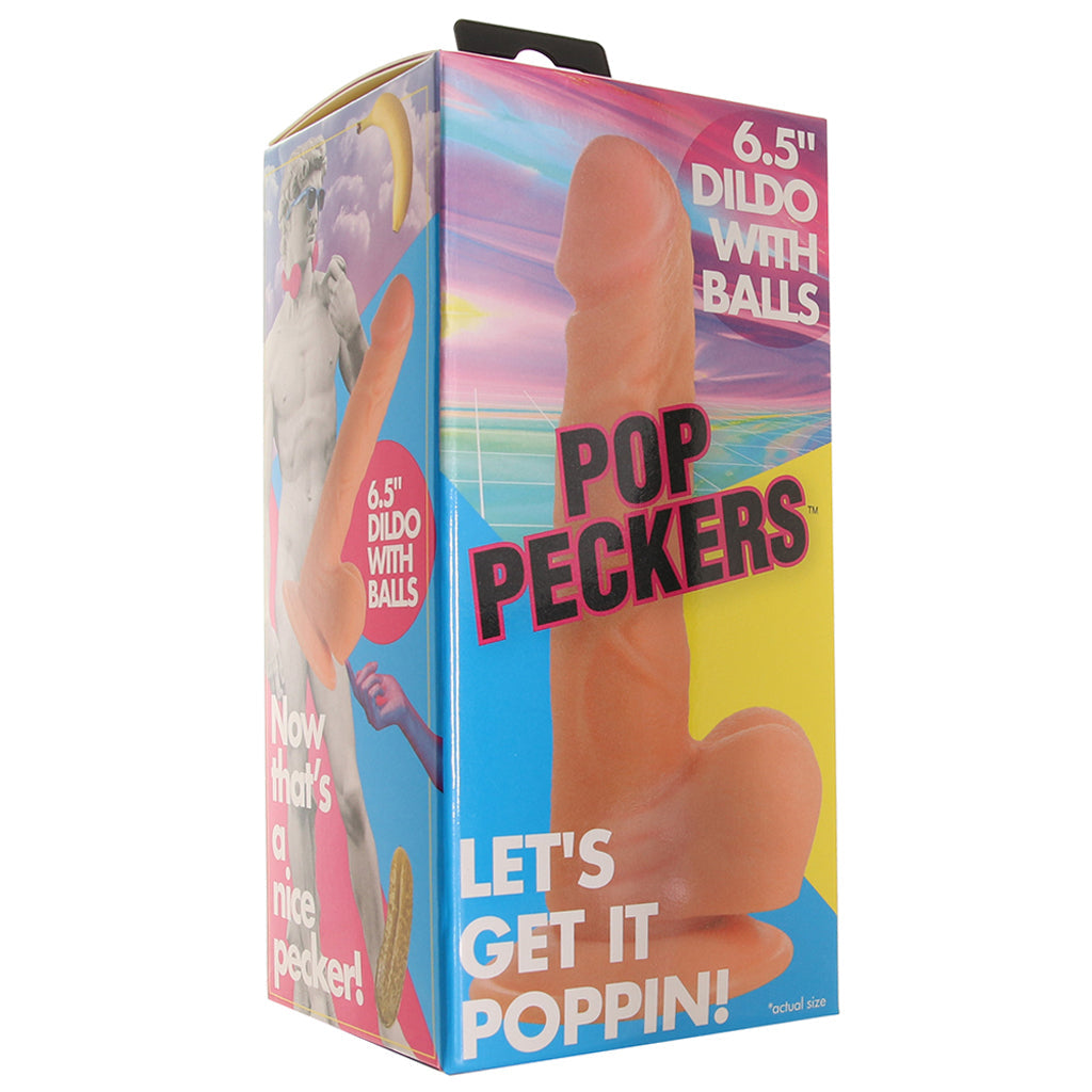 Pop Peckers 6.5 Inch Ballsy Dildo in Light Dildo Sex Toys > Realistic Dildos - Tophatter Daily Deals