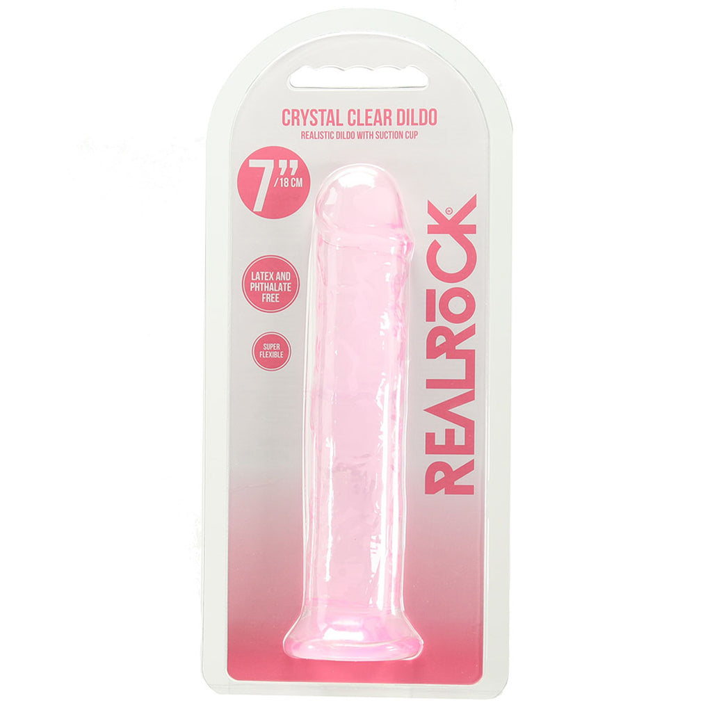 RealRock Crystal Clear Jelly 7 Inch Dildo in Pink - Tophatter's Adult Products Dildo Sex Toys > Realistic Dildos - Tophatter Daily Deals
